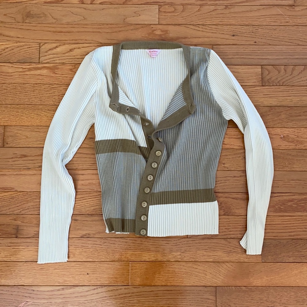 colored blocked ribbed cardigan